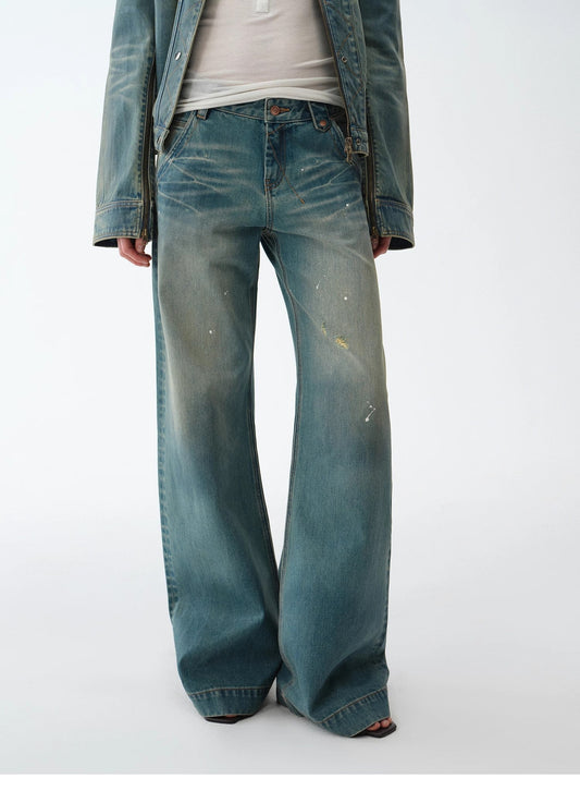Climber Leather-Coated Distressed Straight-Leg Jeans
