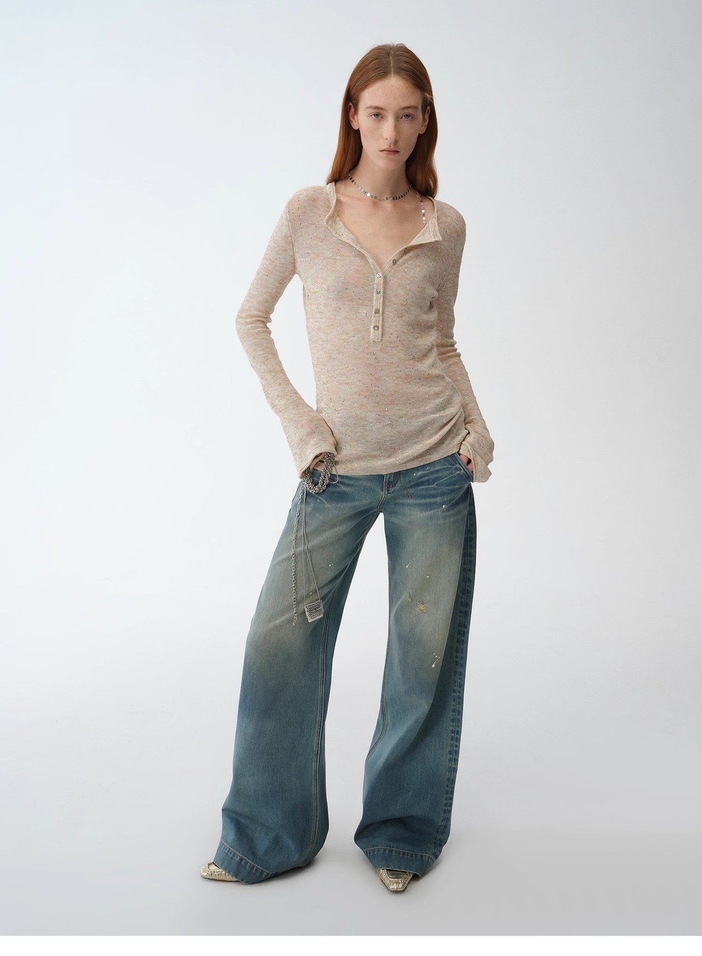 Climber Leather-Coated Distressed Straight-Leg Jeans