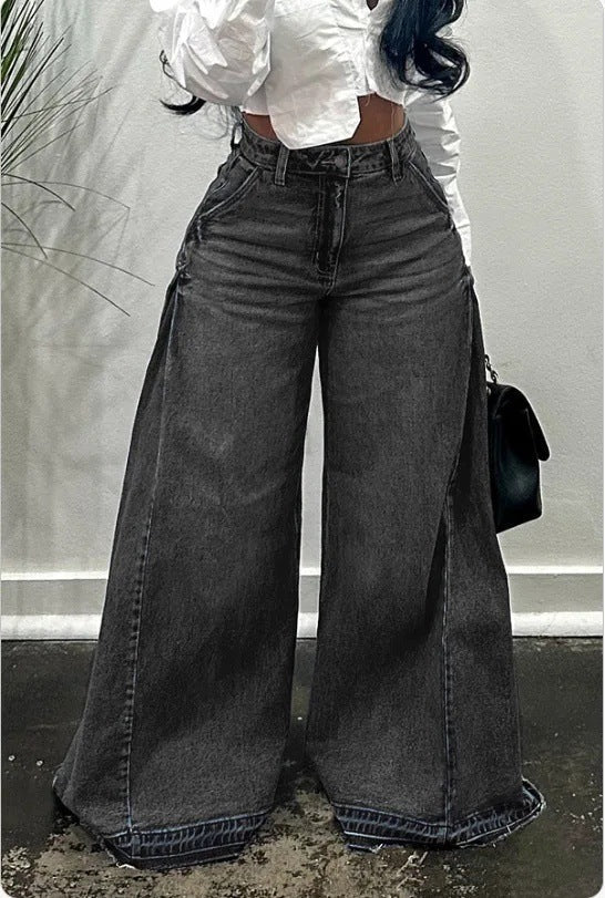 Fringe Wide-Leg Bell Bottom Jeans