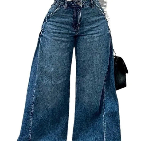 Fringe Wide-Leg Bell Bottom Jeans