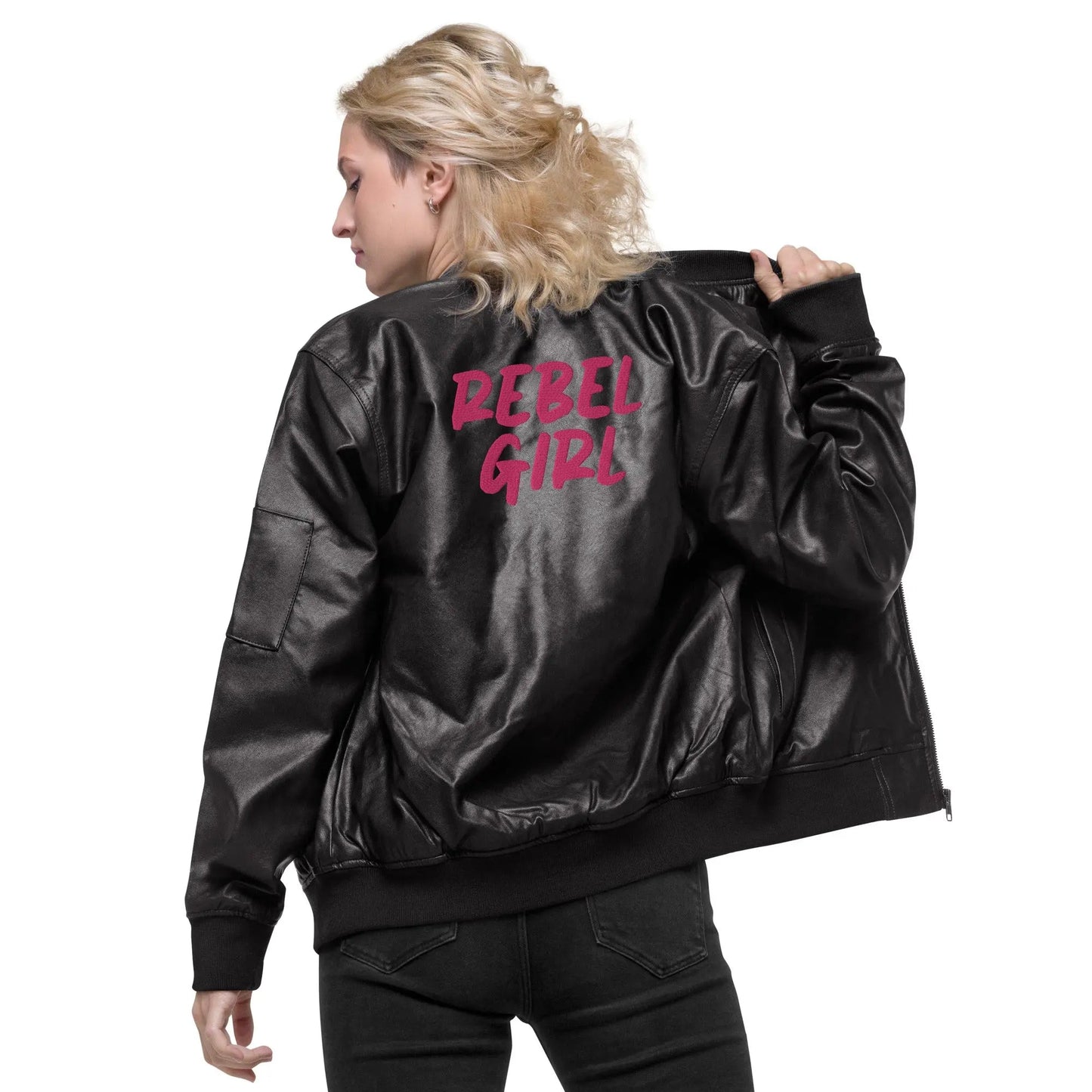 REBEL GIRL Leather-Look Bomber Jacket
