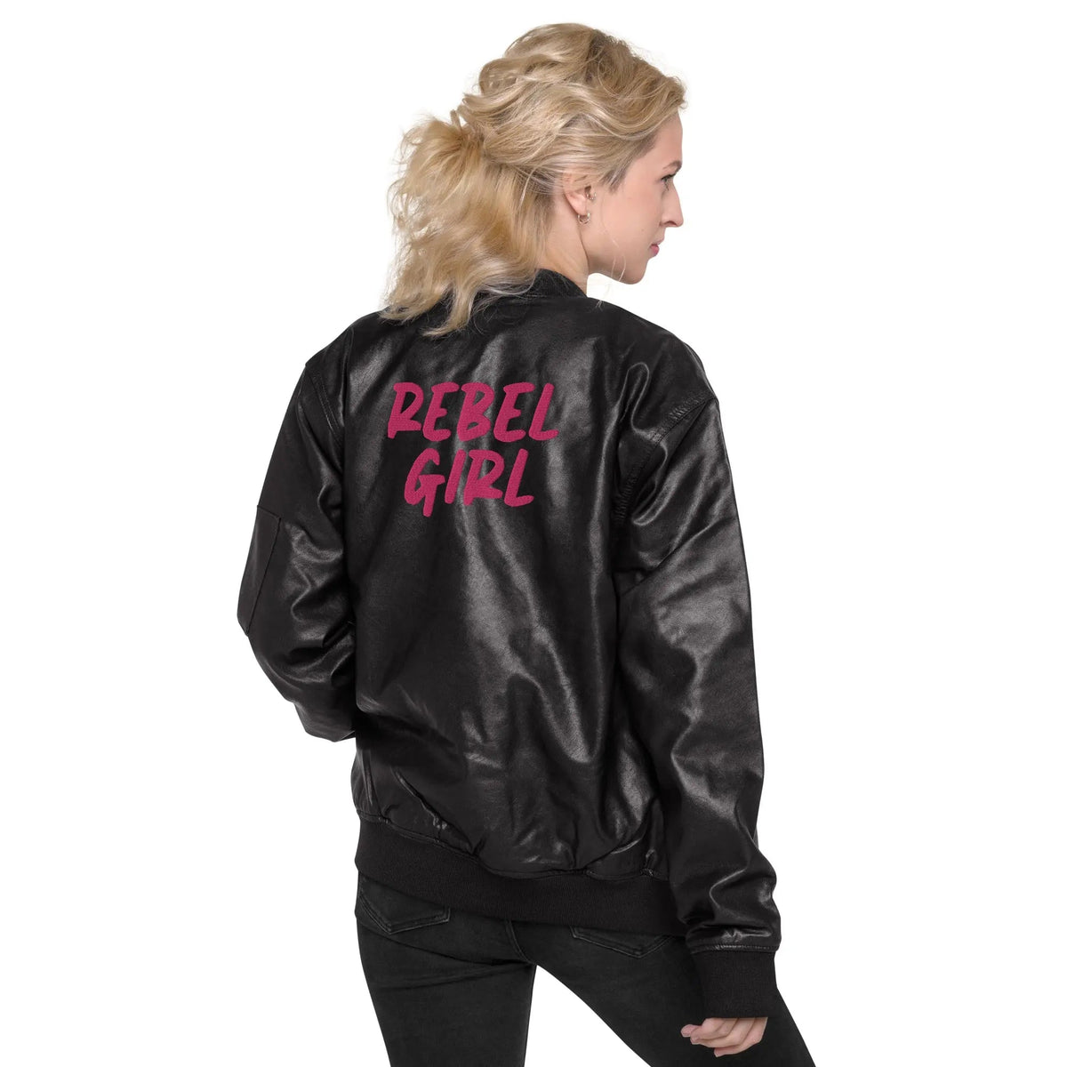 REBEL GIRL Leather-Look Bomber Jacket