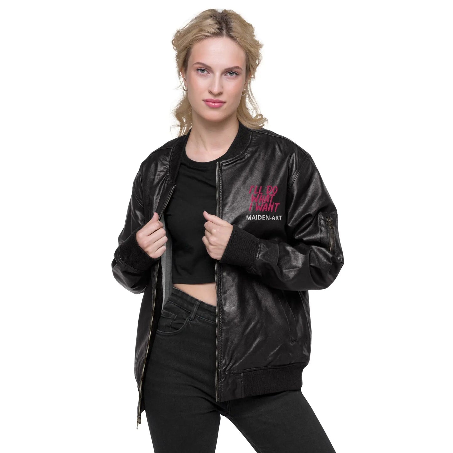 REBEL GIRL Leather-Look Bomber Jacket