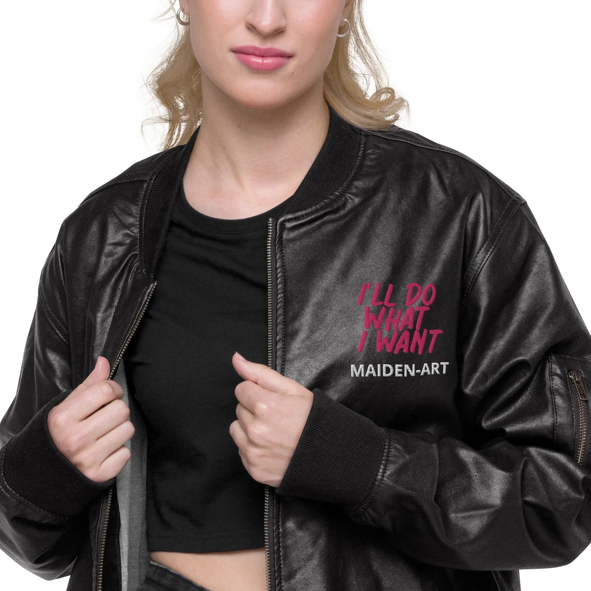 REBEL GIRL Leather-Look Bomber Jacket