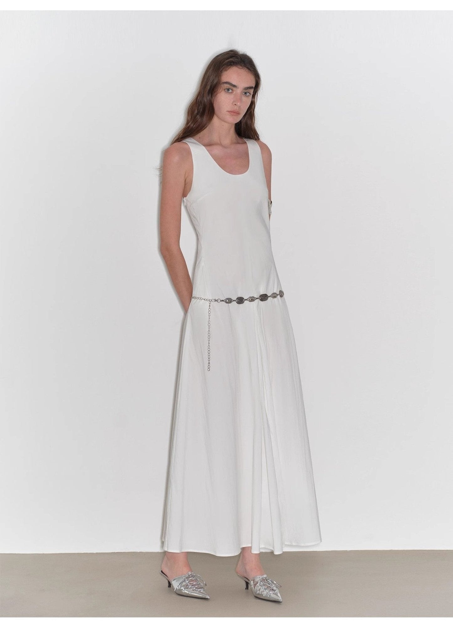 "Lake Bled" U-Neck A-Line Slim Fit Vest Dress