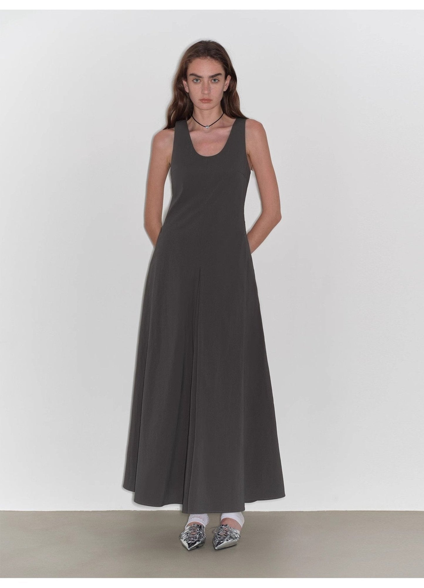"Lake Bled" U-Neck A-Line Slim Fit Vest Dress