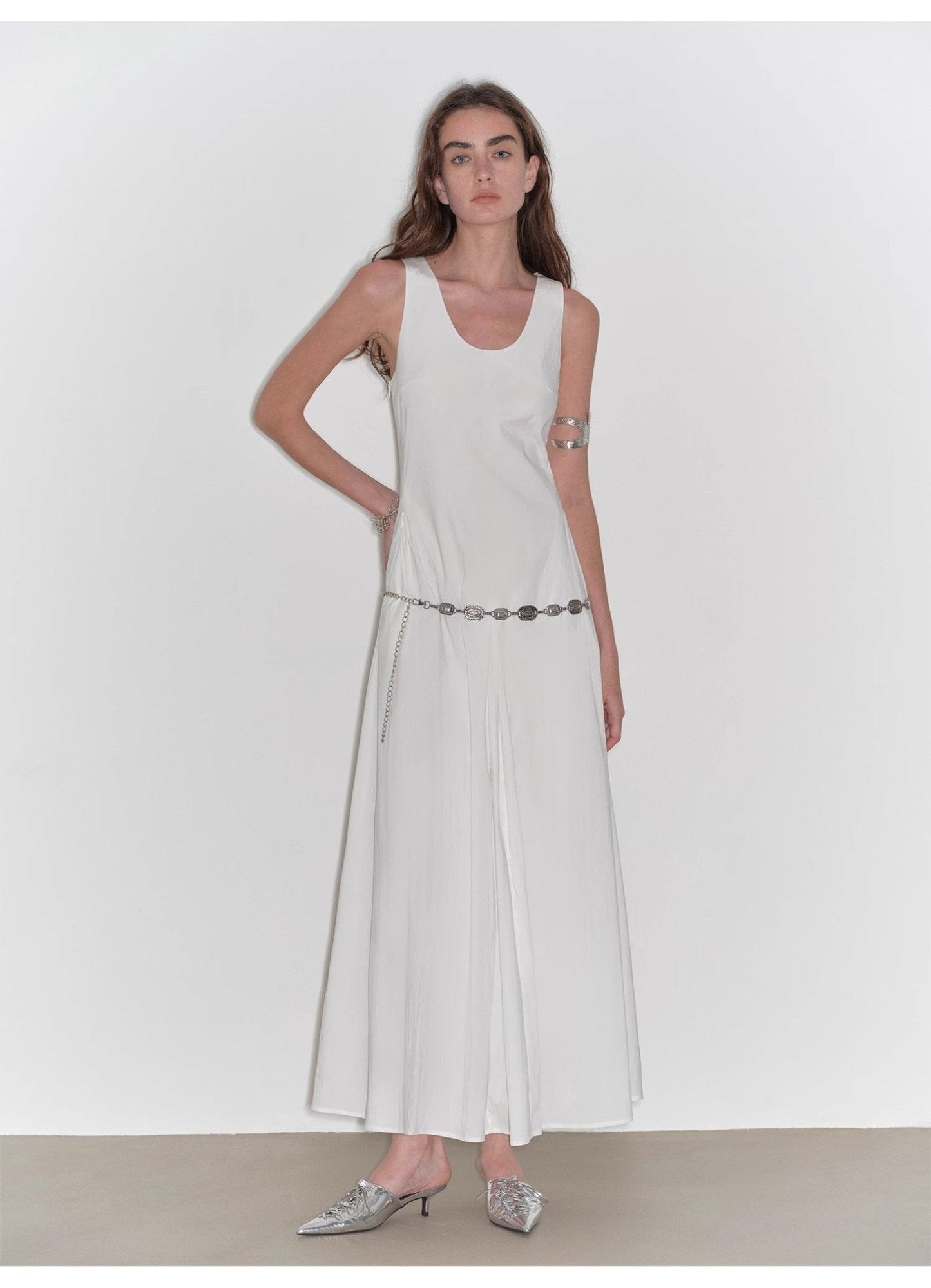 "Lake Bled" U-Neck A-Line Slim Fit Vest Dress