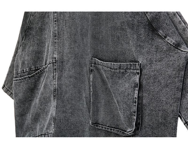 Reon Turtleneck Loose Denim Sweatshirt – Grey