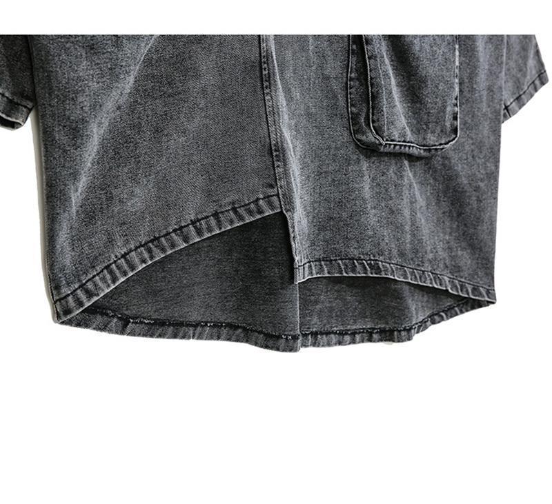 Reon Turtleneck Loose Denim Sweatshirt – Grey