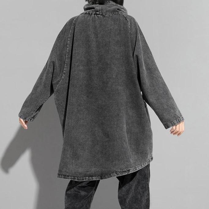 Reon Turtleneck Loose Denim Sweatshirt – Grey
