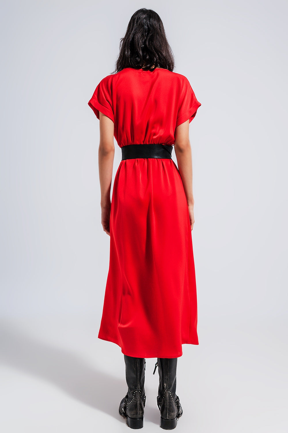 Red Satin Wrap Maxi Dress