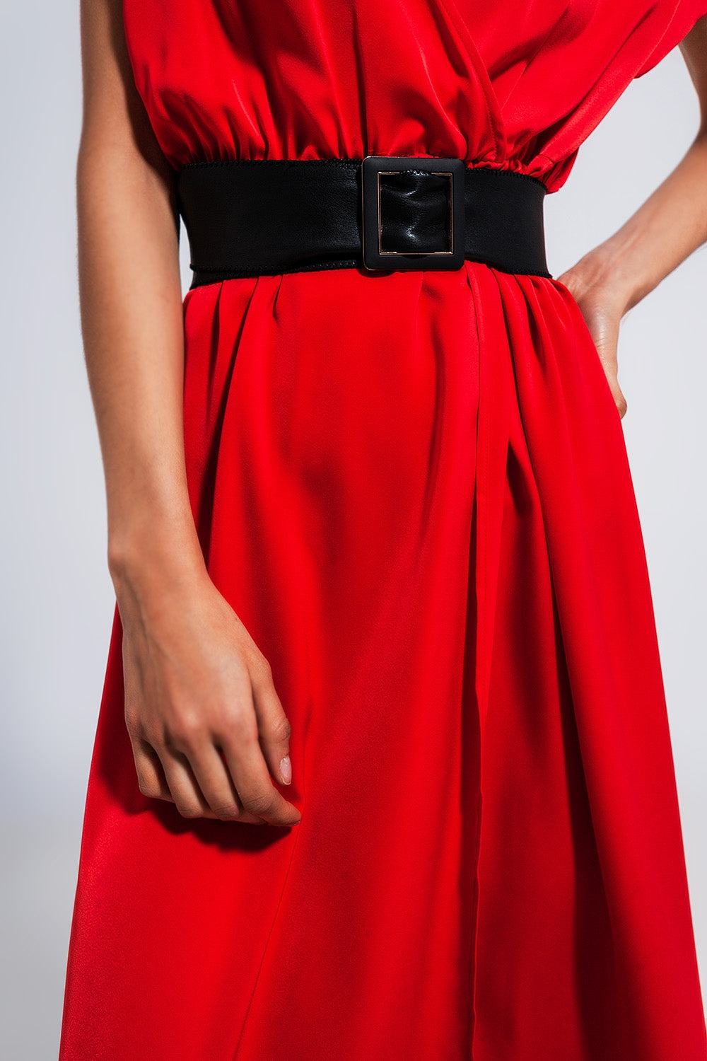 Red Satin Wrap Maxi Dress
