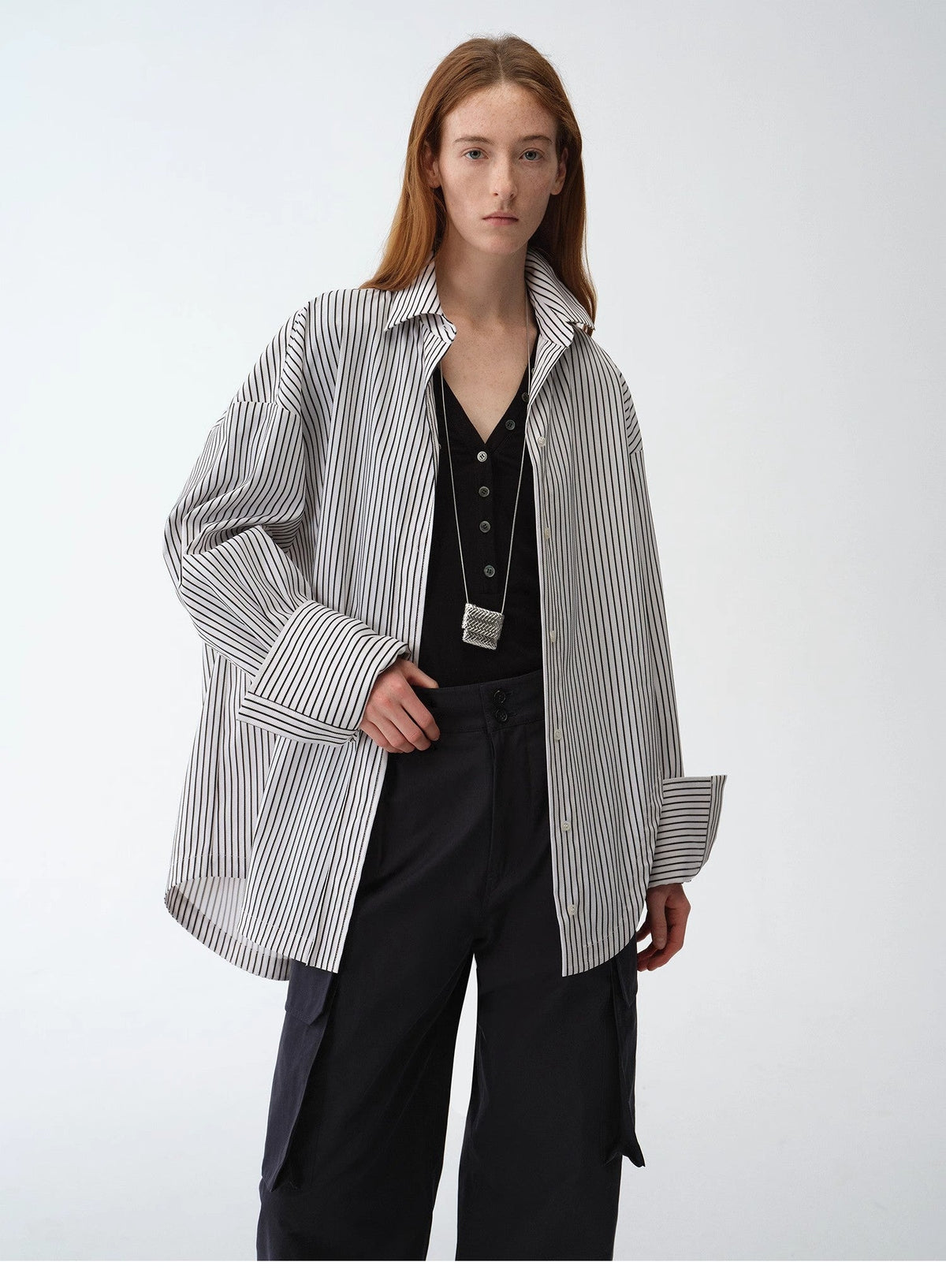 Striped Fantasy Asymmetric Two-Way Shirt