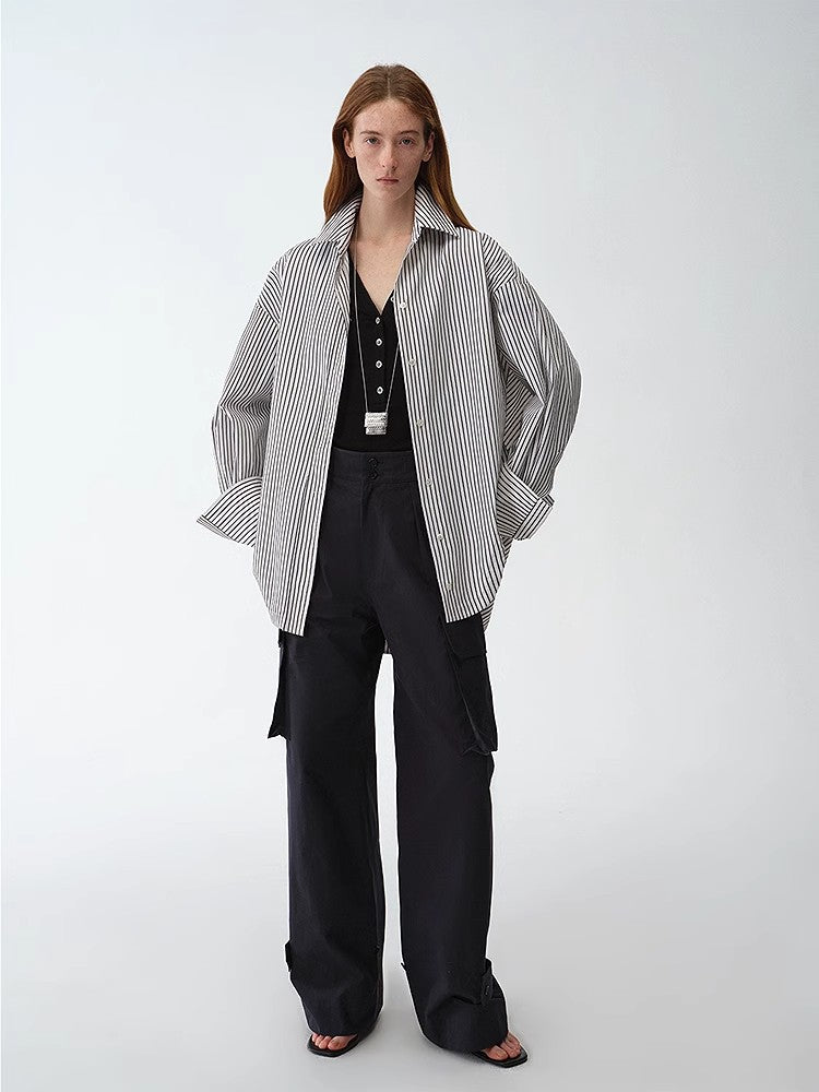 Striped Fantasy Asymmetric Two-Way Shirt