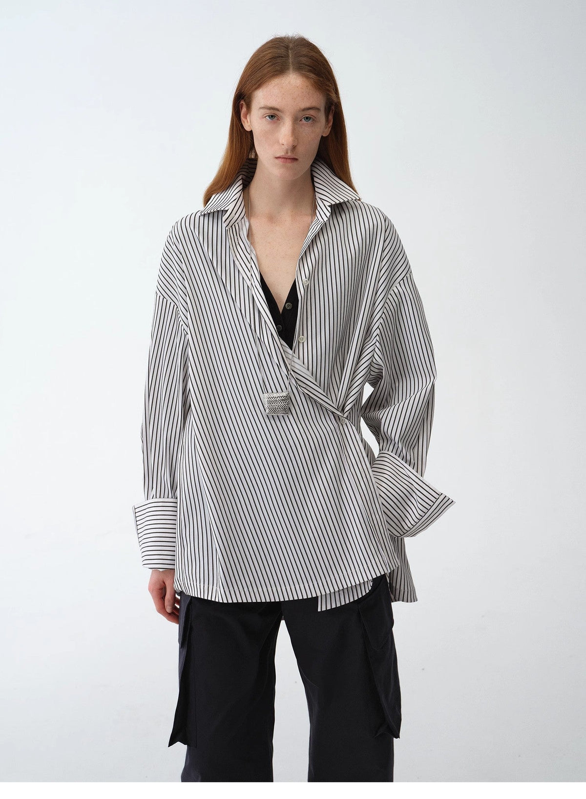 Striped Fantasy Asymmetric Two-Way Shirt