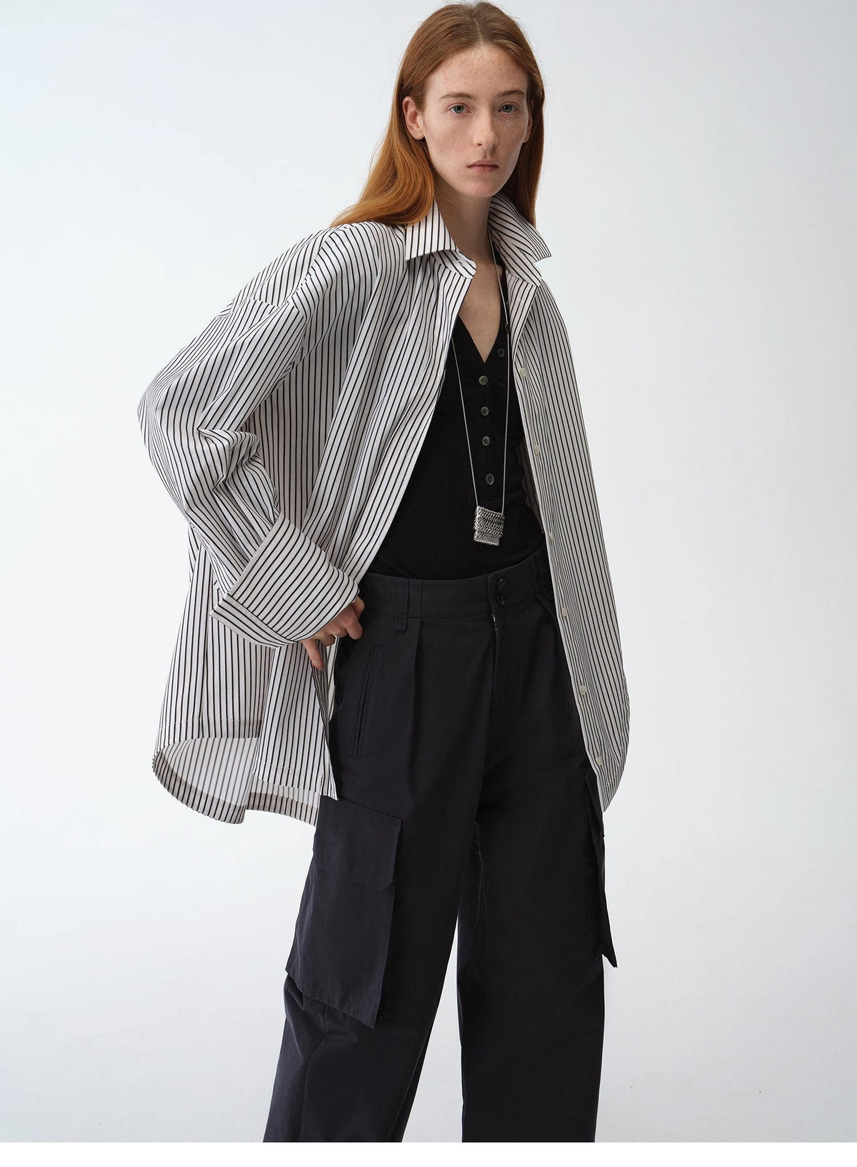 Striped Fantasy Asymmetric Two-Way Shirt