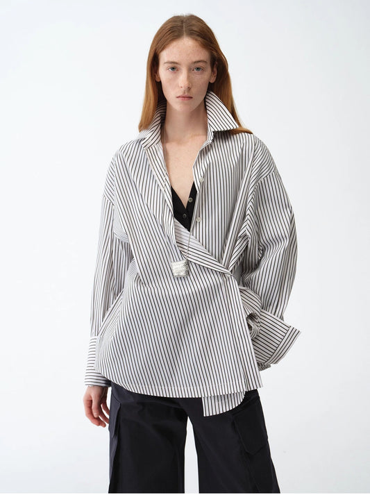 Striped Fantasy Asymmetric Two-Way Shirt