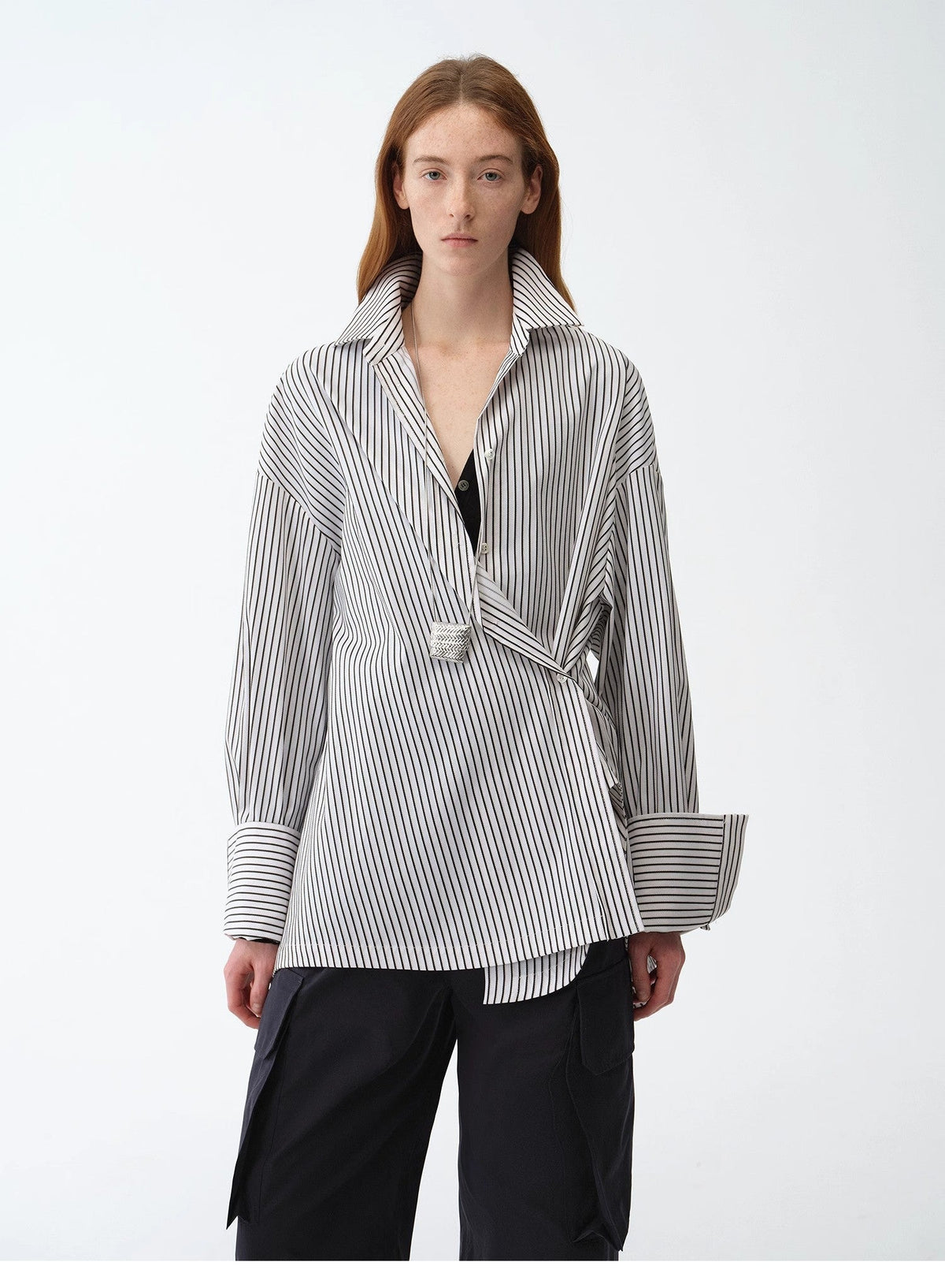 Striped Fantasy Asymmetric Two-Way Shirt