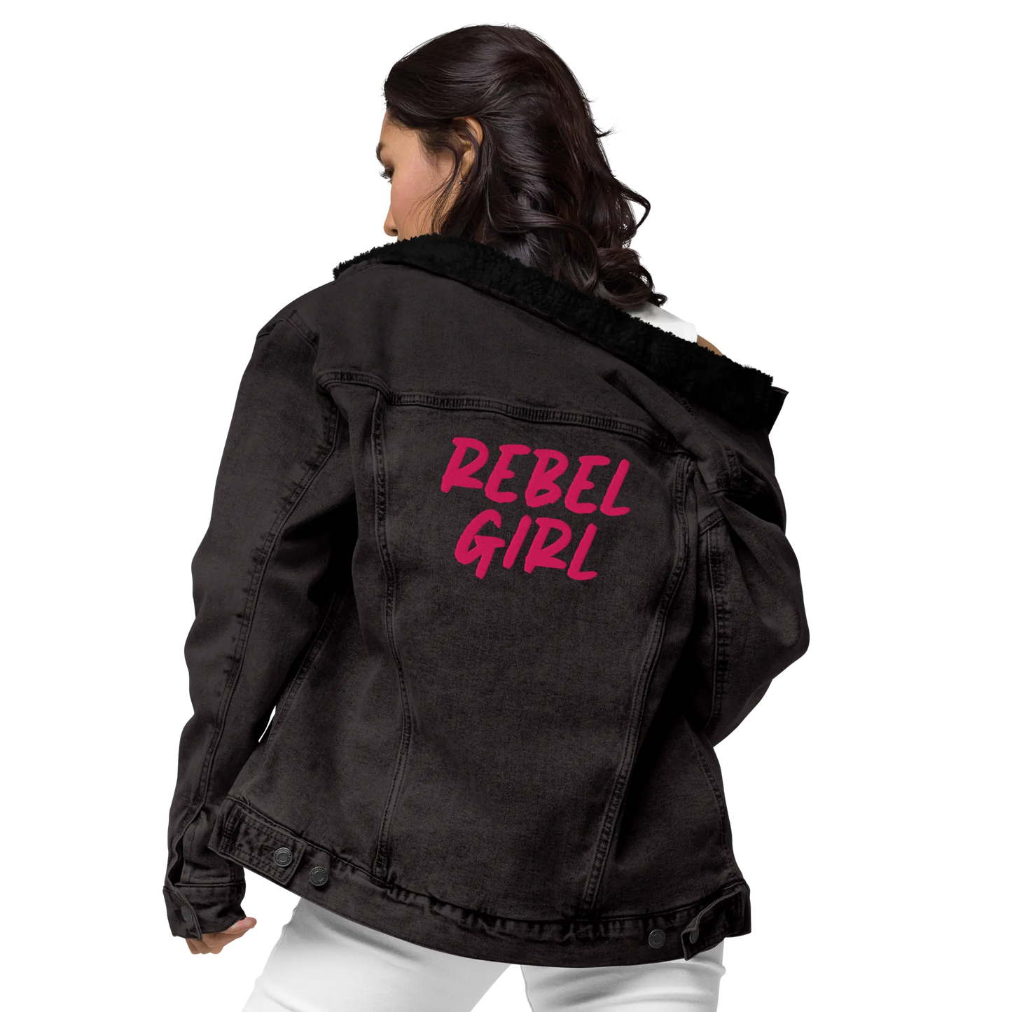 REBEL GIRL Unisex Denim Sherpa Jacket