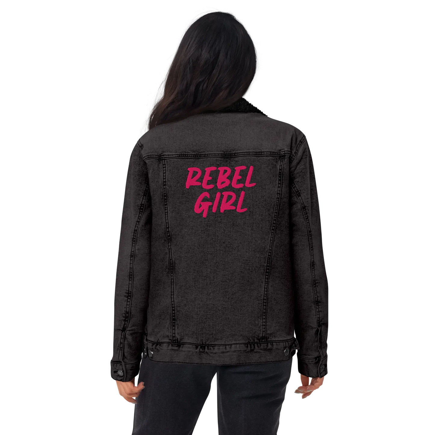 REBEL GIRL Unisex Denim Sherpa Jacket