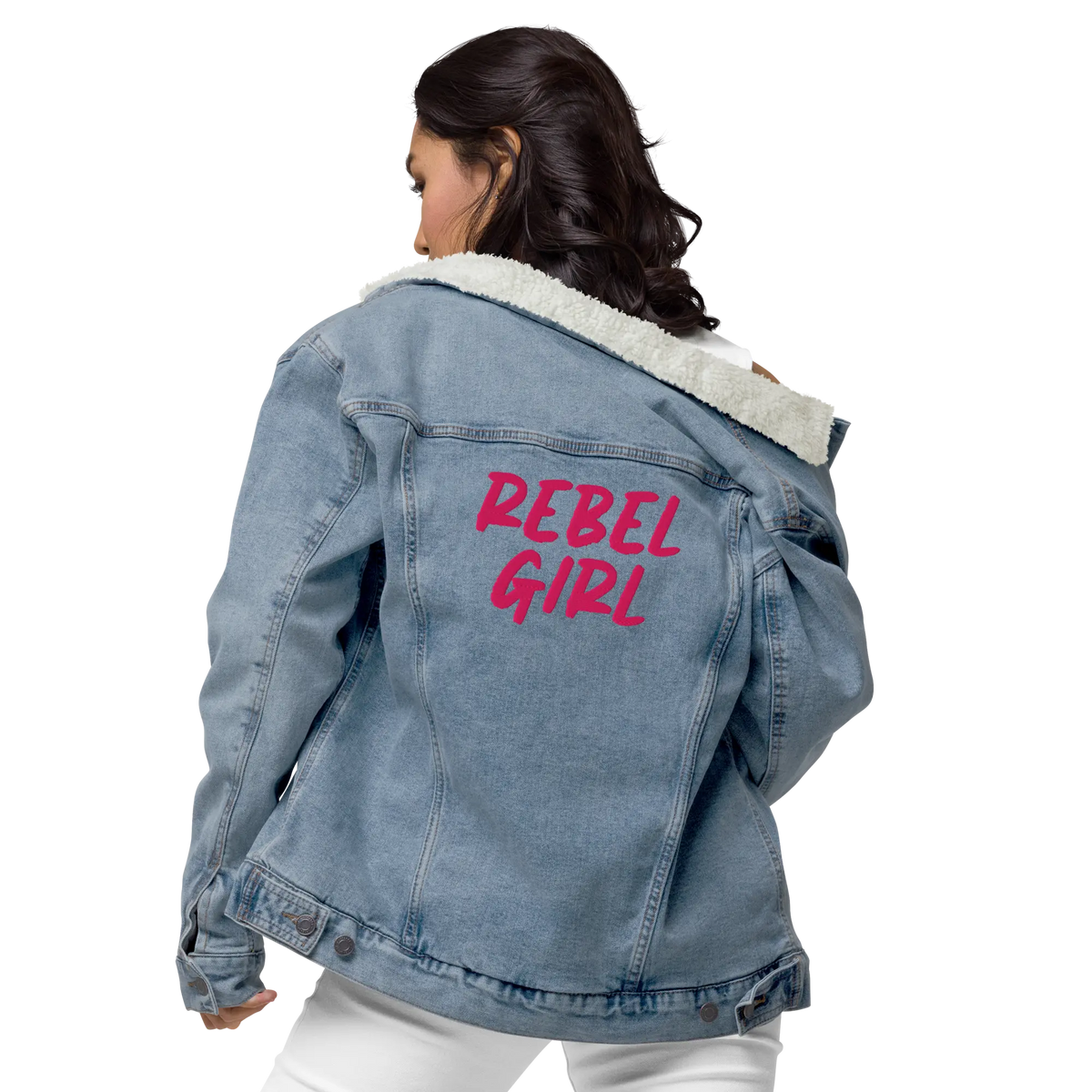 REBEL GIRL Unisex Denim Sherpa Jacket