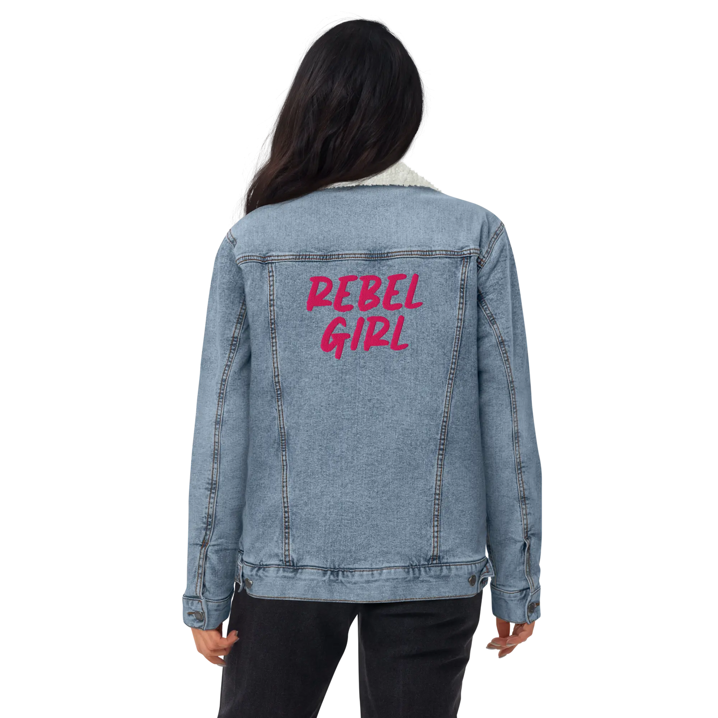 REBEL GIRL Unisex Denim Sherpa Jacket