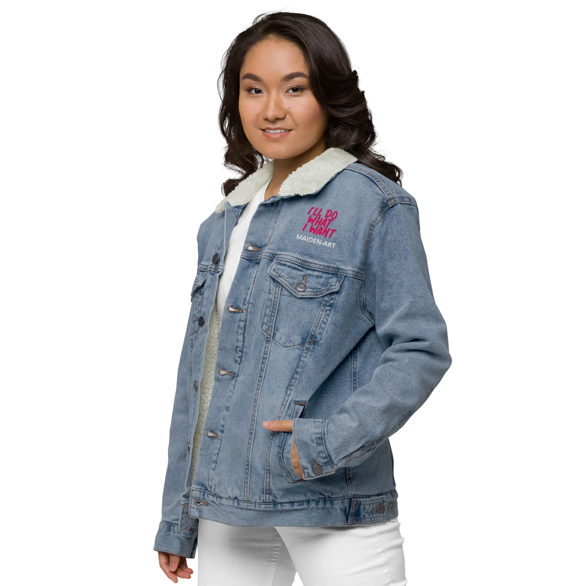 REBEL GIRL Unisex Denim Sherpa Jacket