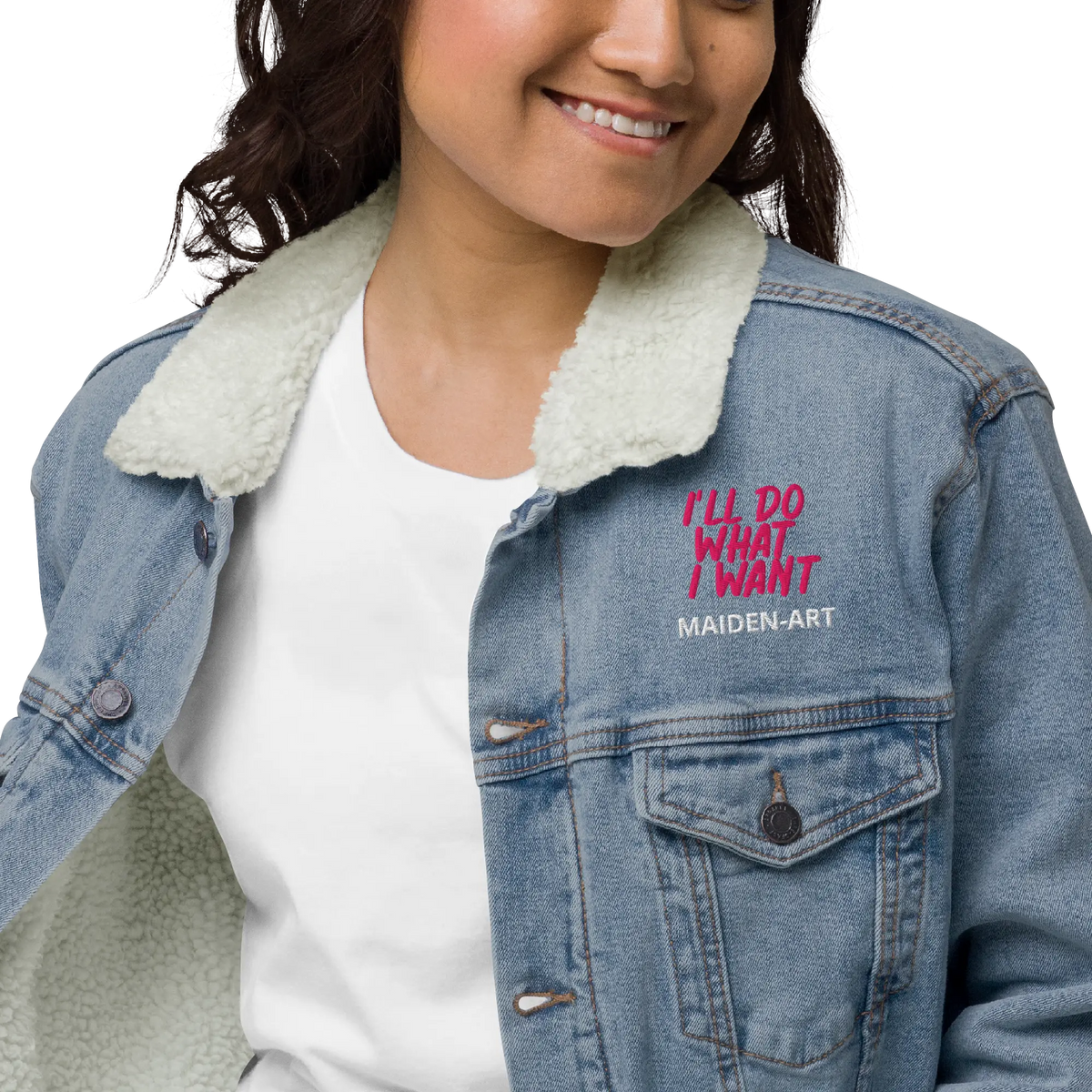 REBEL GIRL Unisex Denim Sherpa Jacket