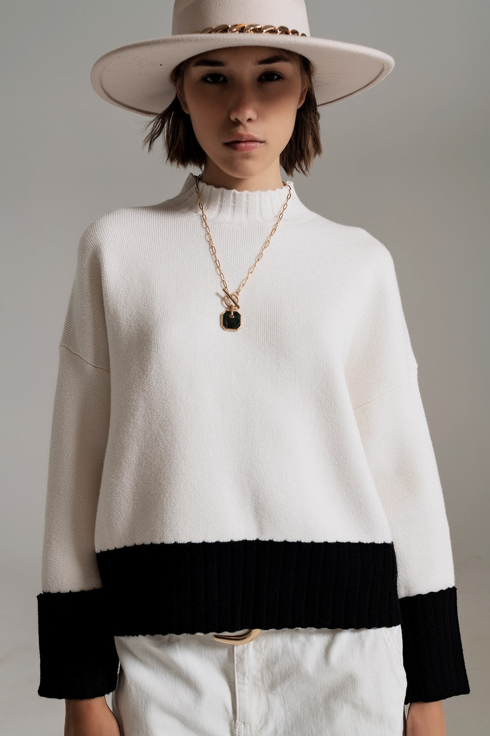 Color-Block Chunky Knit Sweater