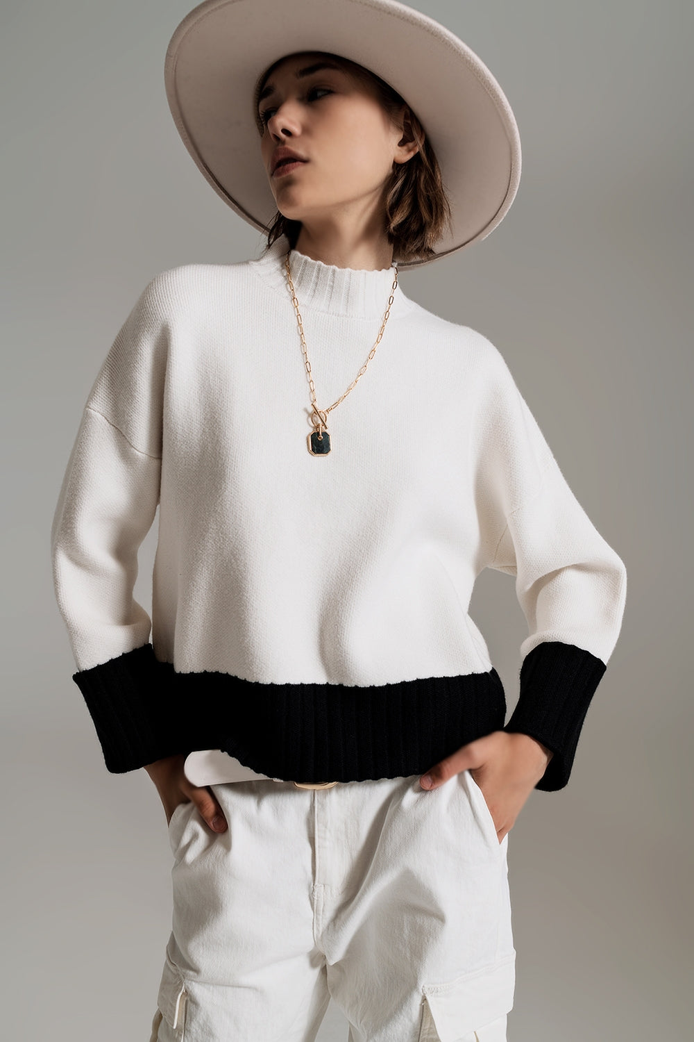 Color-Block Chunky Knit Sweater