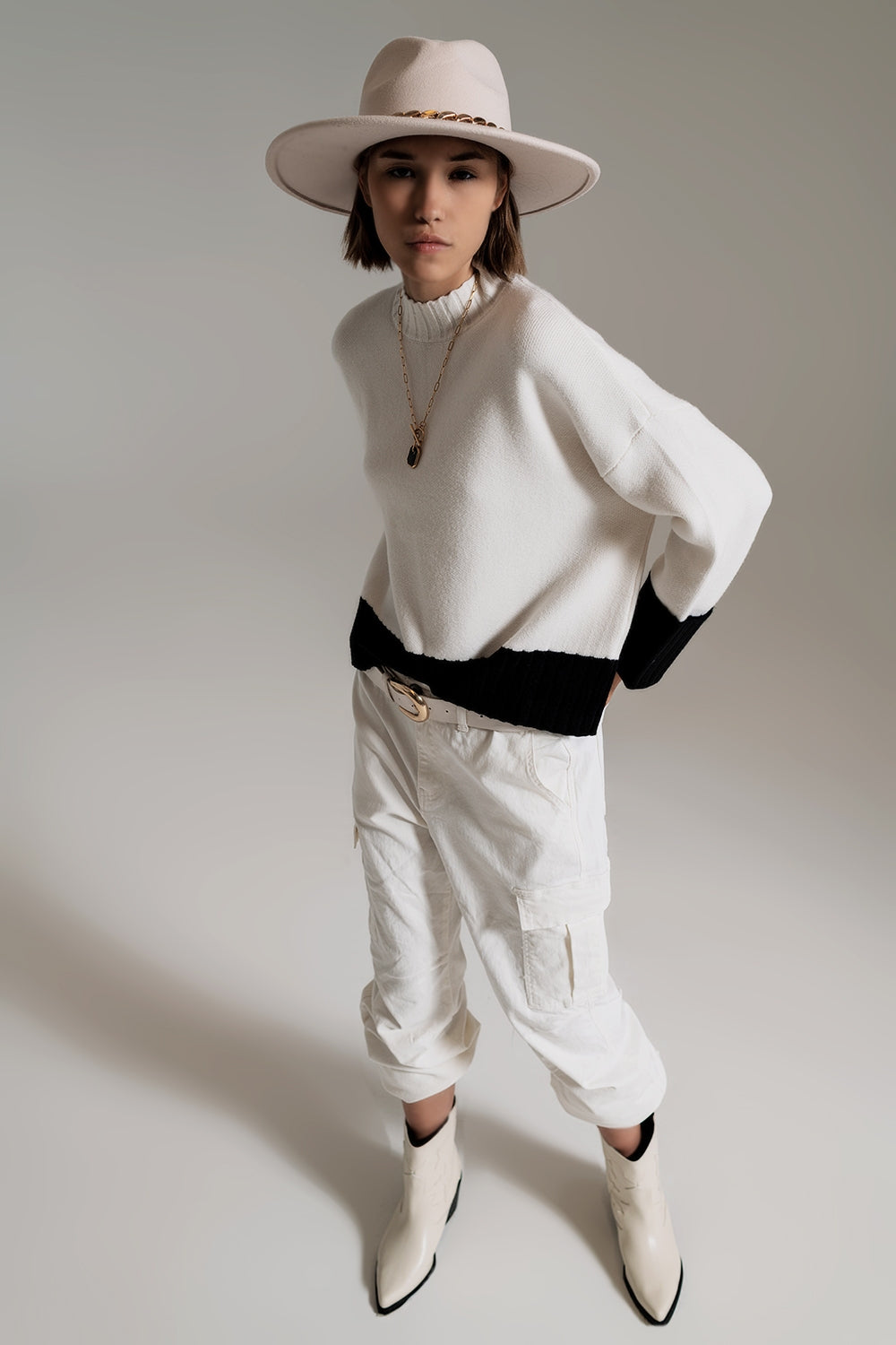 Color-Block Chunky Knit Sweater