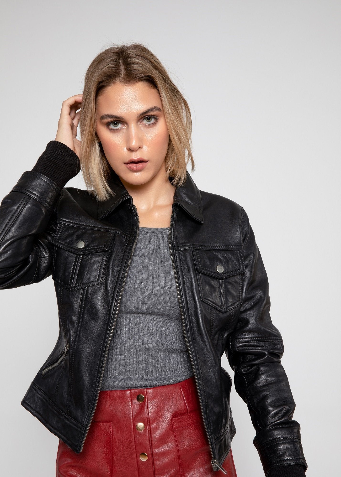 Women's Genuine Lambskin Leather Jacket with Removable Hoodie